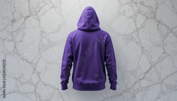 Obraz An empty purple 3D hoodie mockup with no design or graphics on a white backdrop Artificial Intelligence