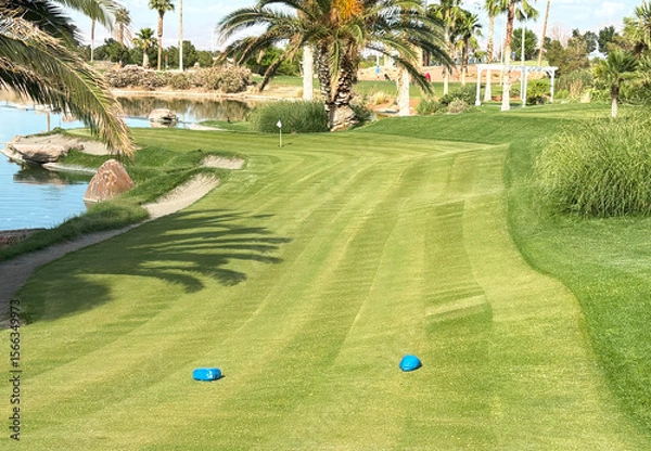 Obraz Beautiful Golf Putting Course on Lush Greens