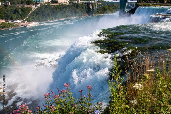 Obraz Powerfull Waterfall Cascading Into River at Niagara Falls