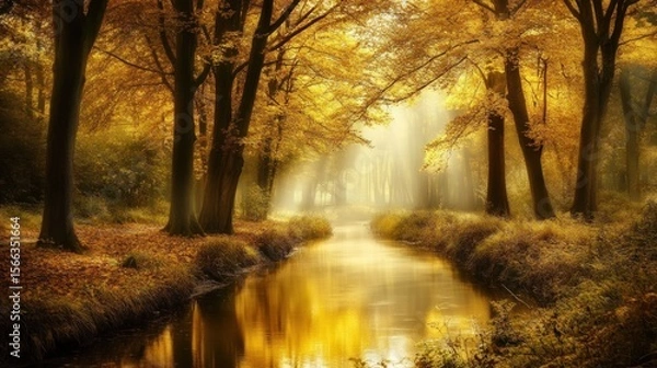 Fototapeta Autumnal forest stream (1)