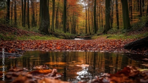 Fototapeta Autumnal forest stream (3)