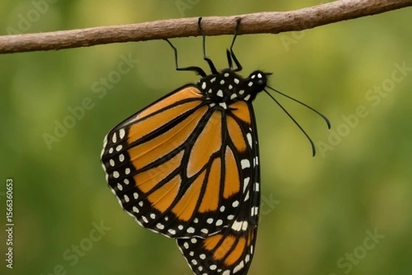 Fototapeta A Monarch Butterfly Emerges from its Chrysalis
