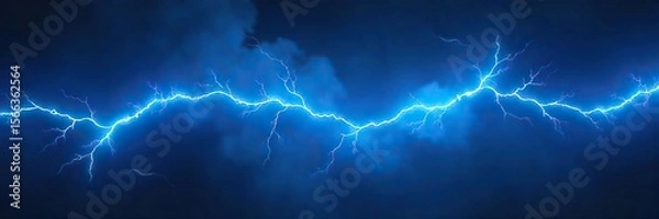 Fototapeta Vibrant Blue Electrical Discharge Dramatic Arc Across Dark Background, Perfect for Sci-Fi and Fantasy