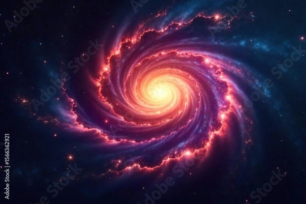 Fototapeta Close-up shot of a mesmerizing spiral galaxy, swirling nebulae creating a cosmic dance of light and color Perfect for science, astronomy, space, and design projects , twirl, cosmos