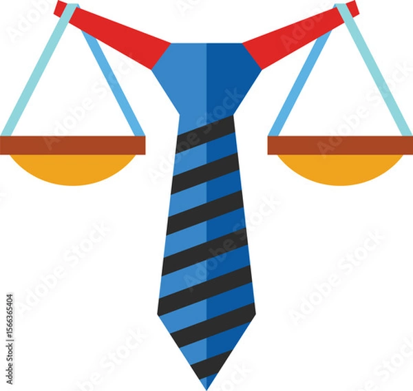 Fototapeta Business Ethics and Justice Concept – Balance Scales with Tie Illustration