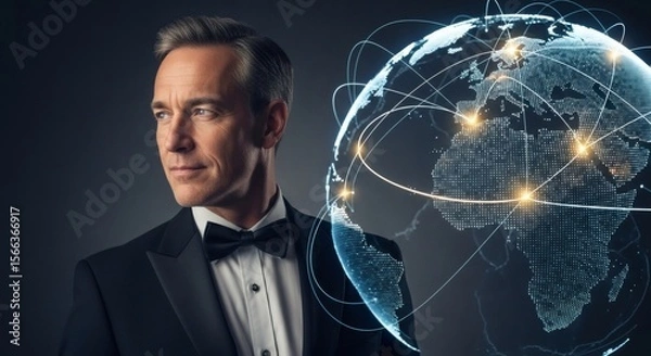 Fototapeta Global Businessman: Visionary Leader in a Connected World