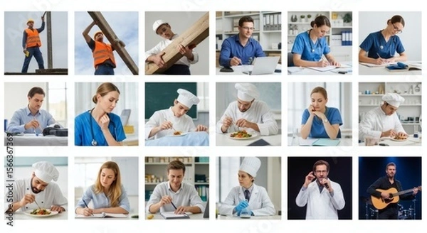 Fototapeta Diverse Professionals and Occupations: A Collage of Careers