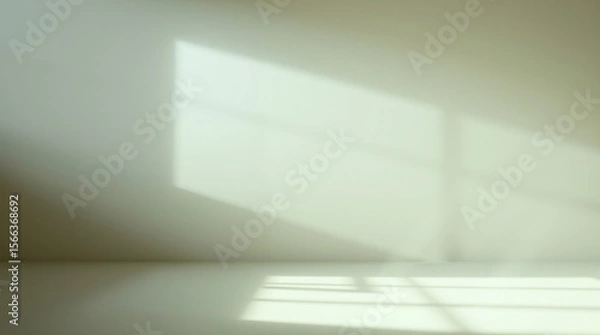 Fototapeta Minimalistic abstract geometric design with light and shadow in a white room.