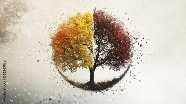 Fototapeta Autumnal tree in a circle