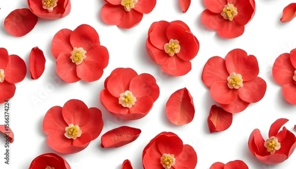 Fototapeta petals of chaenomeles displayed on a white surface

