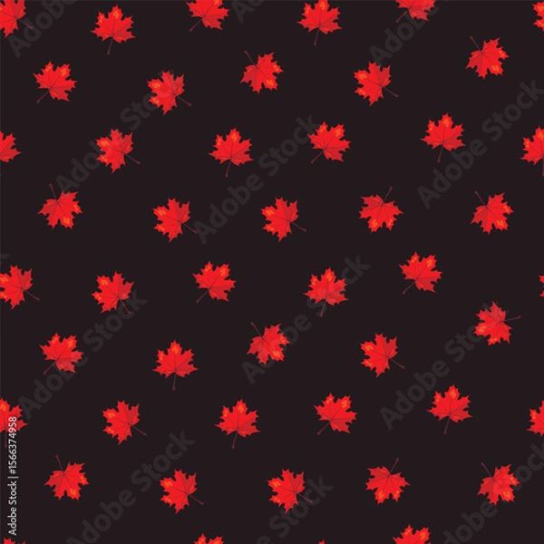 Obraz seamless pattern with autumn maple leaves on a dark background