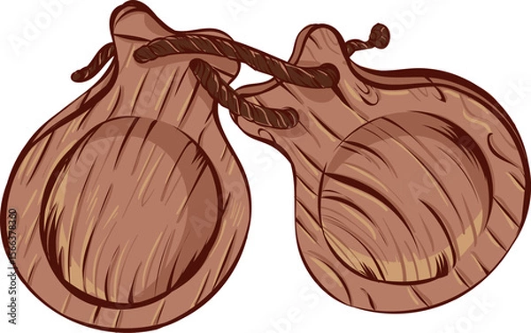Fototapeta Flamenco castanets. Hand drawn illustration, isolated on white background.