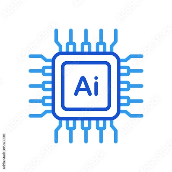 Fototapeta Artificial intelligence circuit line style. Machine learning design. Smart network digital technology. AI. Vector illustration