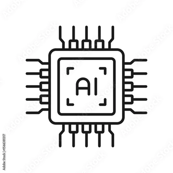 Fototapeta Artificial intelligence circuit line style. Machine learning design. Smart network digital technology. AI. Vector illustration