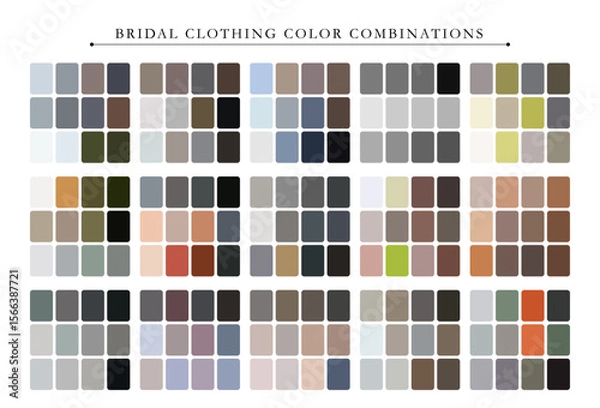Fototapeta Elegant bridal clothing color palette featuring soft pastels, neutrals, and timeless romantic tones.