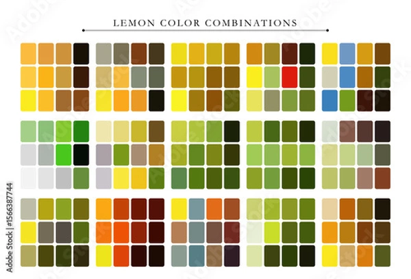 Fototapeta Fresh lemon color palette with vibrant, cheerful tones perfect for summer, design, and branding inspiration.