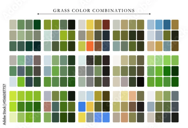 Fototapeta Natural grass color palette with green tones, ideal for eco design, nature themes, and backgrounds.