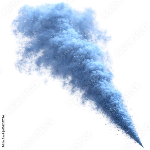 Fototapeta Abstract swirling blue smoke with sparkling particles isolated on transparent background