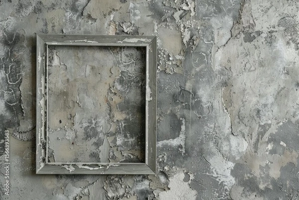 Fototapeta High Resolution Image of Grey Squared Frame with Stucco Background