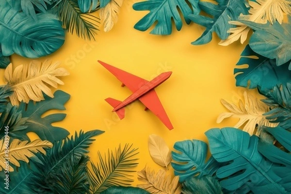 Fototapeta flawless visual of top view paper plane with copy space