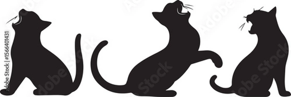 Fototapeta Simple Black Cat Silhouettes