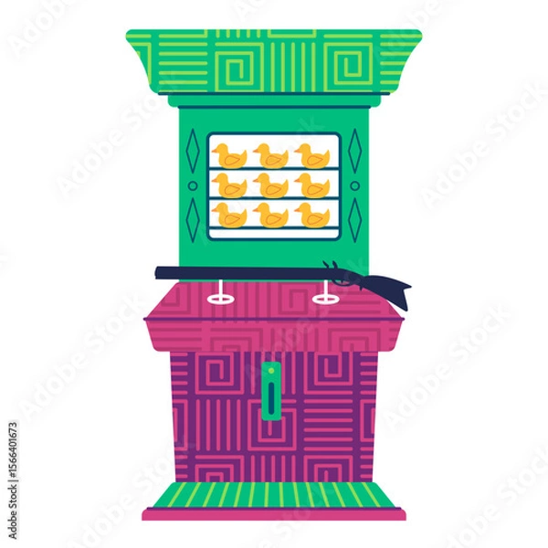 Obraz illustration of duck shooting gun target arcade game aiming target of yellow duck