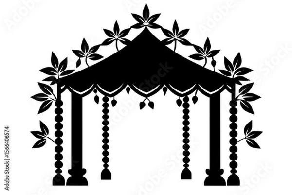 Obraz Floral Wedding Mandap Silhouette Vector