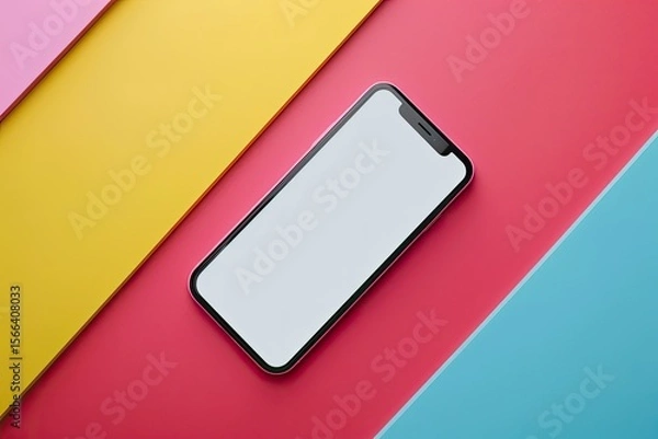 Fototapeta High Quality Visual of New Cell Phone Over Colorful Background