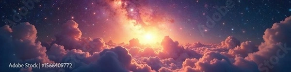 Fototapeta A celestial dome shimmers with ethereal light, creating a mystical and serene atmosphere Perfect for meditation, spirituality, and fantasy themes , nebula, enchanting, aura