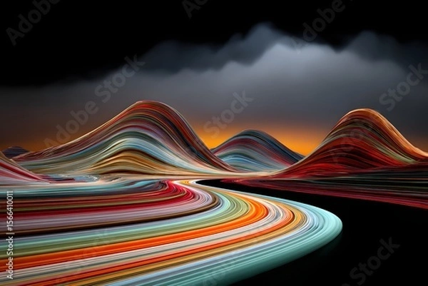 Obraz Harmonious Land Shapes Under Dramatic Cloudy Skies