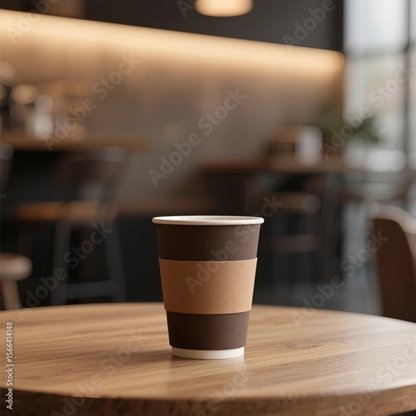 Obraz Paper cups on a wooden table