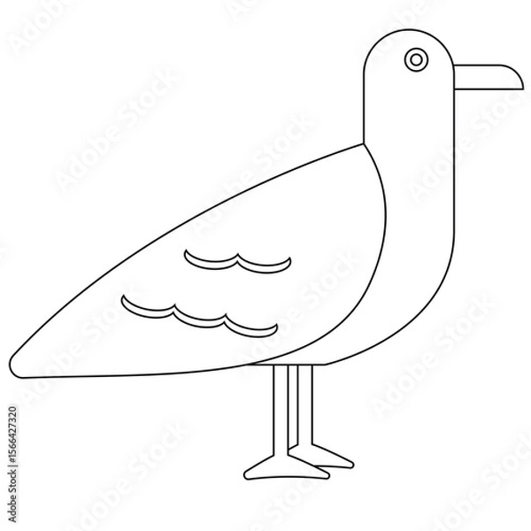 Fototapeta Line art of a tropical bird with simple curves, ideal for jungle-themed artwork, coloring pages, or educational posters.