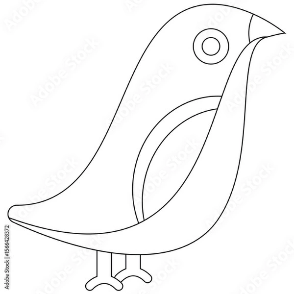 Fototapeta Minimalist bird illustration in outline style. Useful for children’s books, activity pages, and nature graphics.