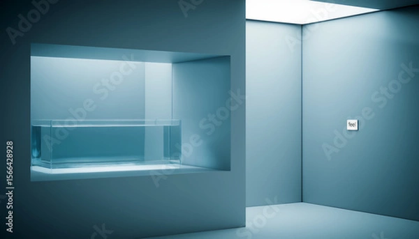 Fototapeta Contemporary space with a serene water feature inviting reflection