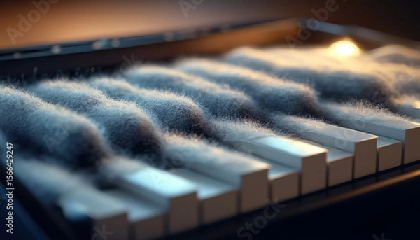 Fototapeta Creative harmony of texture and sound on a piano keyboard