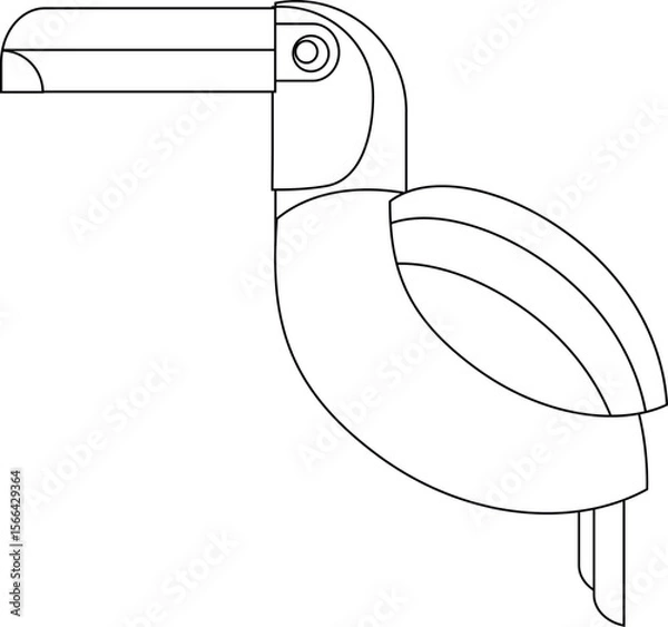Fototapeta Stylized bird illustration in black and white vector format. Great for educational posters, digital art projects, and relaxing adult coloring books.