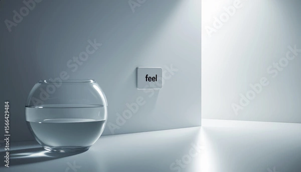 Fototapeta Minimalist space evokes tranquility with water and expressive wall
