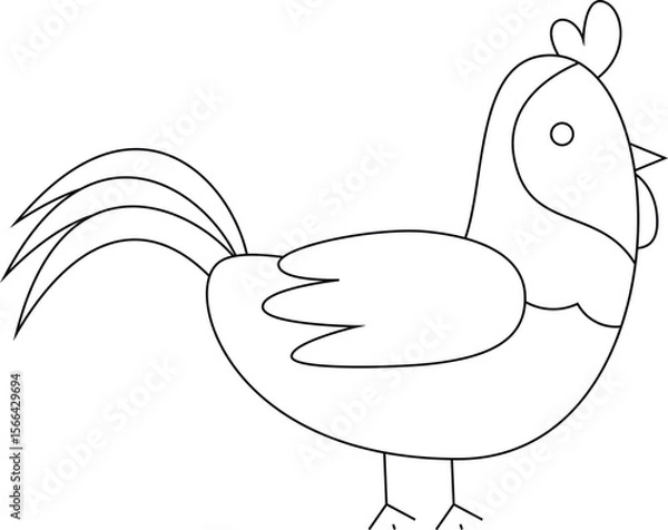 Fototapeta A cute and clean line art of a bird in profile, perfect for preschool learning materials and coloring projects.