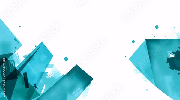 Obraz minimal abstract mountain landscape with blue geometric shapes and smooth gradient background in modern flat design