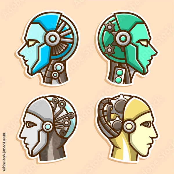Obraz Four Robot Heads in Collection set