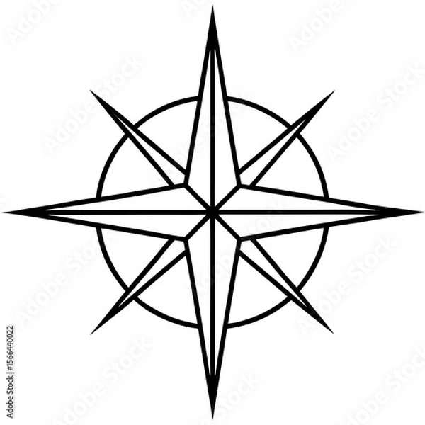 Obraz Compass rose line art vector illustration 