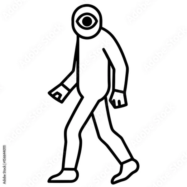 Obraz Cyclops walking line art vector illustration 