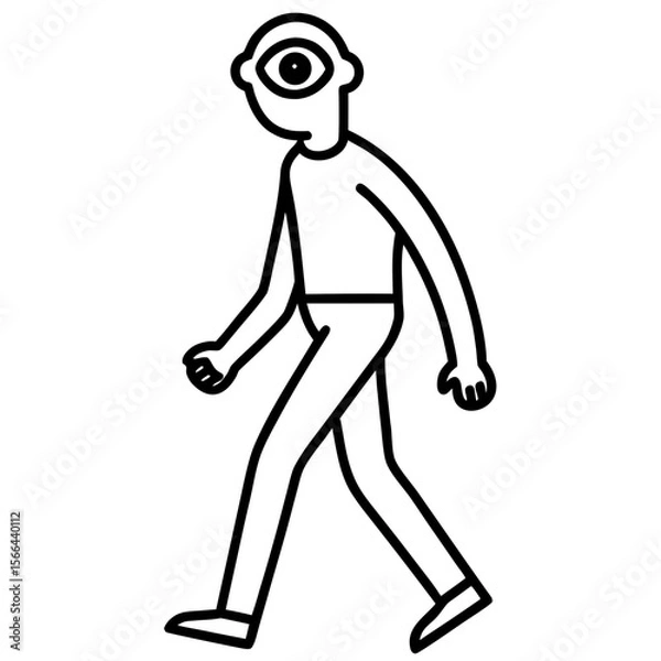 Obraz Cyclops walking line art vector illustration 