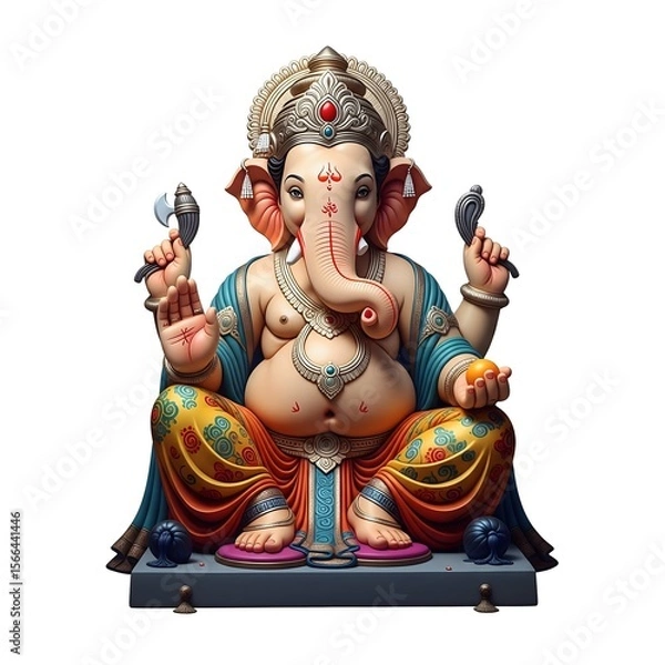 Fototapeta AI Generated Illustration for Happy Ganesh Chaturthi Festival for Invitation, Poster, Social Media Post Design Background