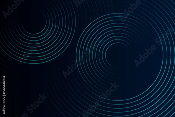 Fototapeta Blue abstract background with glowing circles. Swirl circular lines pattern. Geometric spiral. Twirl element. Modern graphic design. Futuristic technology concept.