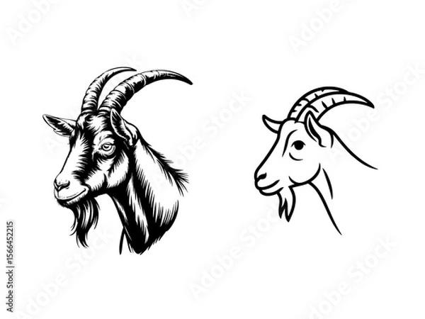 Obraz Stylized Goat Head Illustrations.