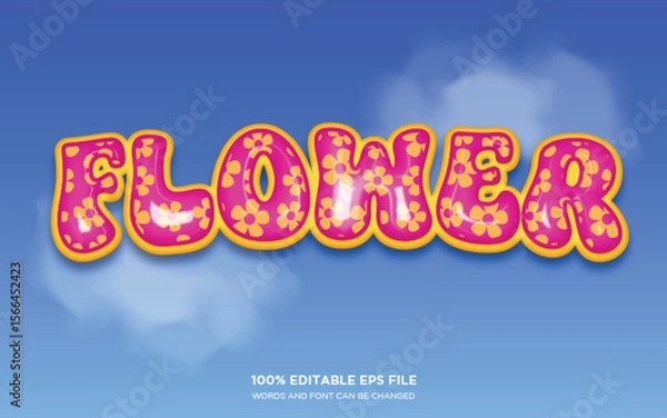 Fototapeta Flowers 3D editable text style effect	