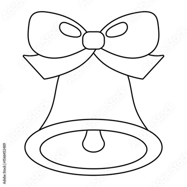 Fototapeta Jingle bell, outline drawing. Linear icon, vector illustration isolated on a white background. Editable stroke. Line thickness can be changed. Christmas symbol and New Year.