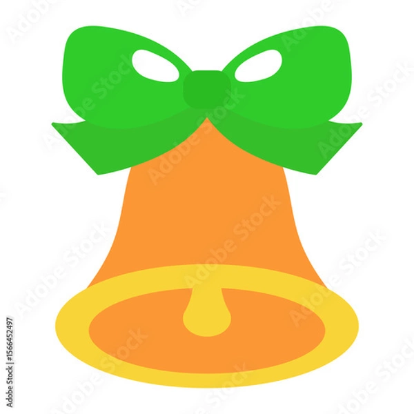 Fototapeta Yellow bell isolated on a white background. Colored icon, vector illustration, design element for card, invitations and christmas decor.