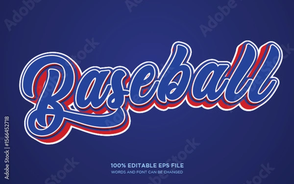 Fototapeta baseball editable 3D text style effect	
